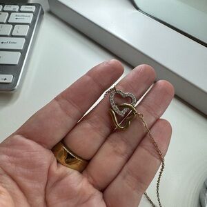 Swarovski Gold and Pave Crystal Heart Necklace